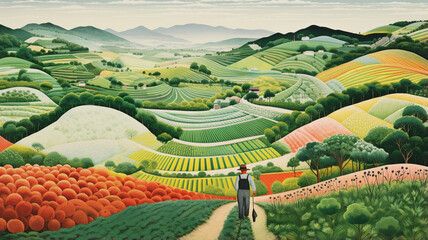 Wall Mural - man in the field