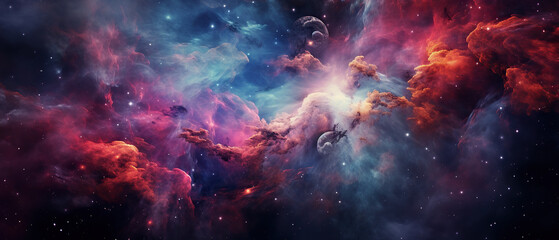 Wall Mural - Stary night cosmos. colorful space galaxy cloud nebula