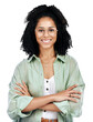 © Shrikant/peopleimages.com - Woman, arms crossed and glasses in portrait for education, study and learning confidence or knowledge. Face of an african student with vision or proud of scholarship on transparent png background