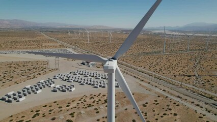 Wind farm turbines in the desert near Palm Springs
