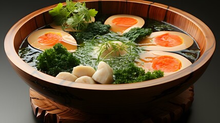 Sopa Ramen com Carne, Ovo e Cebolinha, Isolada