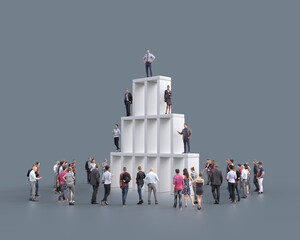 Wall Mural - a group of people standing around a business pyramid