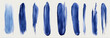 Elegant blue lipstick smears set, isolated on white background