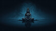 blue yogi meditation breathwork spiritual awakening background - by generative ai