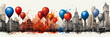 Time-honored Macys parade balloons captured in newsprint grey umber rosewood red cobalt blue 