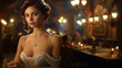 © Eduardo - A beautiful elegant rich woman in a white low cut dress