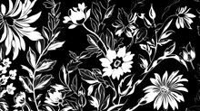 Black White Floral Design Style Border Element Illustration Picture AI Generated Art