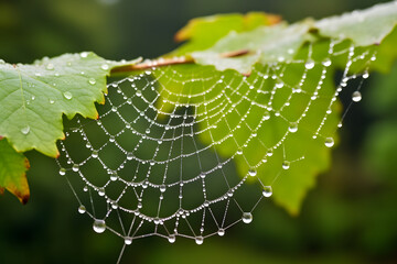 spider web with dew drops