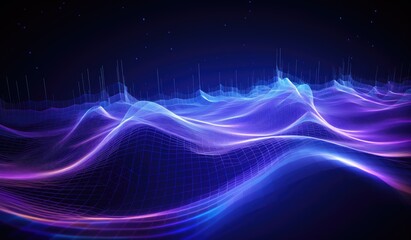Sticker - blue and purple waves and lines presenting data visualization, futuristic space aesthetic, created w