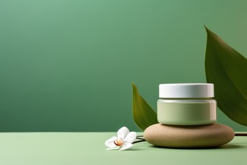 Wall Mural - Minimal composition with face cream jar mockup. Branding, packaging template