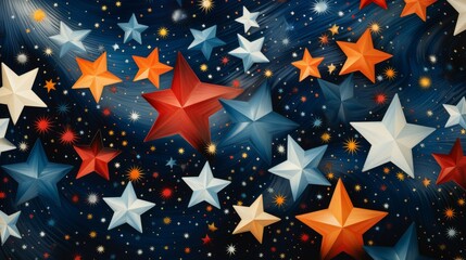 Wall Mural - colorful night sky with stars and clouds. vector illustration of beautiful multicolored midnight sta
