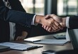 © Timeless_art - Two people shaking hands in agreement, professional setting, created with AI