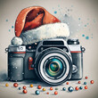 © Joanna Redesiuk - christmas graphic camera in santa hat