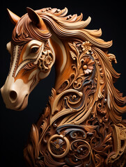 Sticker - A Detailed Wood Carving of a Horse