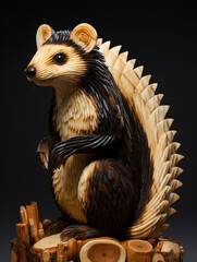 Poster - A Detailed Wood Carving of a Skunk