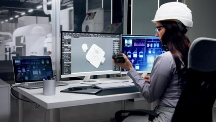 Engineer Doing 3D CAD Model Design On Computer