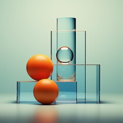 Sticker - An orange and a glass vase on top of each other, AI