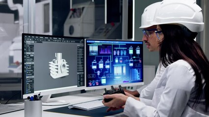 Wall Mural - Engineer Doing 3D CAD Model Design On Computer