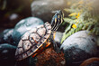 Close up of turtle in tropical forest
