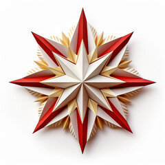 Wall Mural - 3d star with a design made from multiple strips of material, in the style of light gold and red