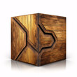 wooden box with beveled inset groove running along the surface at various unpredictable angles; wooden art sculpture
