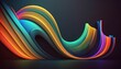 abstract color wavy design in the shape of curve lines, on dark background