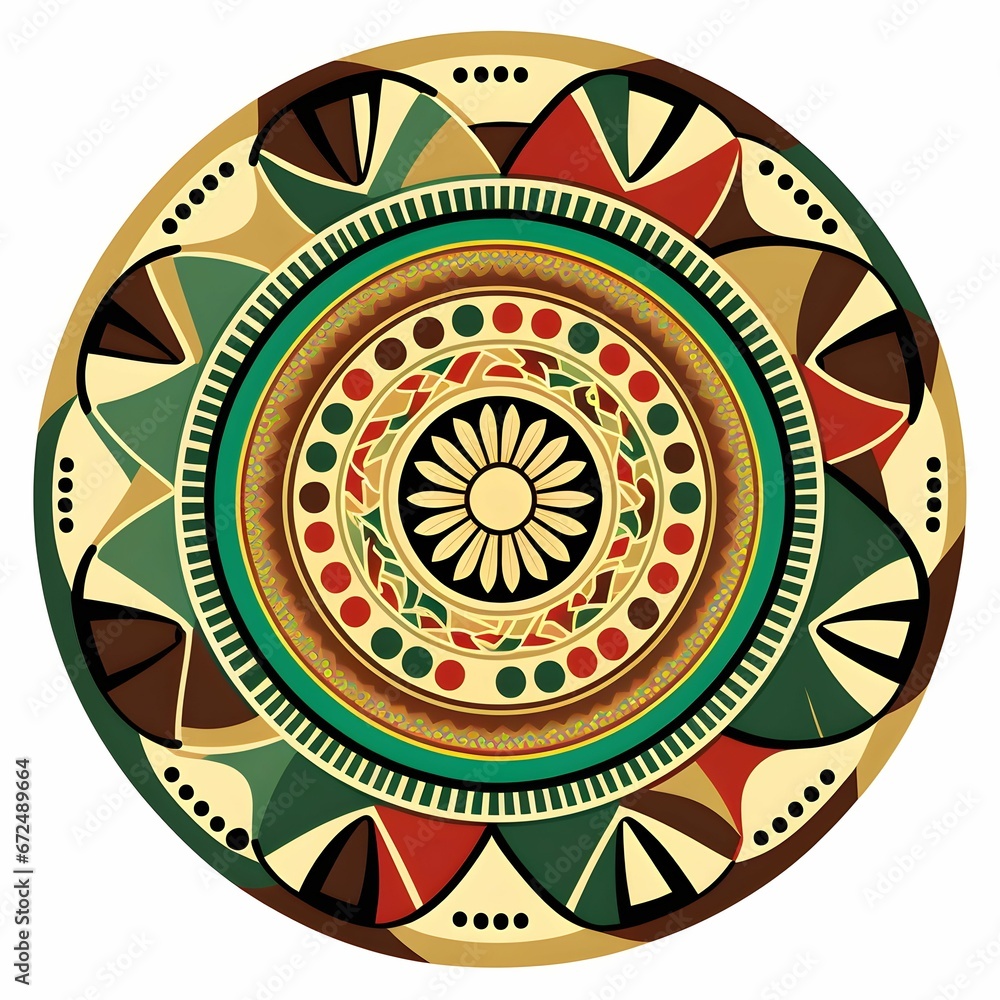 Traditional african pattern inside a circle, white background Stock ...