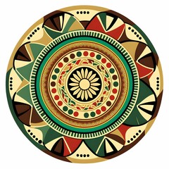 Wall Mural - traditional african pattern inside a circle, white background