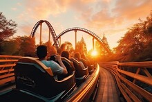 Roller Coaster On The High With Sky Background.