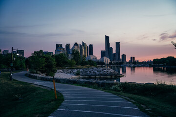 Wall Mural - Panoramic view of Toronto skyline at sunrise, Ontario, Canada