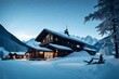 Winter ski lodge and cabin in an Austrian tyrol mountainscape
