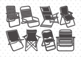 Wall Mural - Folding Beach Chairs Clipart SVG Cut File, Lawn Chair Svg, Folding Chair Svg, Camping Chair Svg, Folding Beach Chairs Bundle, Eps, Dxf, Png