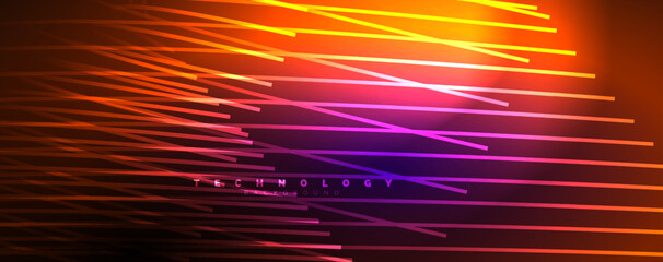 Neon shiny light abstract lines, light beams concept abstract background. Vector Illustration For Wallpaper, Banner, Background, Card, Book Illustration, landing page