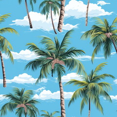 Wall Mural - Seamless Pattern Coconut tree