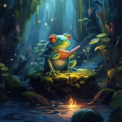 Wall Mural - frog in the water