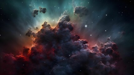 Wall Mural - ai generated illustration of a stunning night sky with stars and a mesmerizing cluster of clouds
