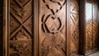 detail of a door, Wooden panel pattern texture combined with brown acoustic panels, tactile beauty,  interior renovation