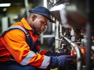 professional male worker plumber is checking pipes at work