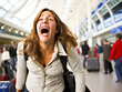 © Kedek Creative - the expression of an American woman who is afraid of missing her flight at the airport
