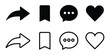 Social Media save, share, comment, bookmark Icon set