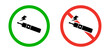 Electronic cigarette vaping allowed icon and electronic cigarette vaping not allowed icon. Vector.