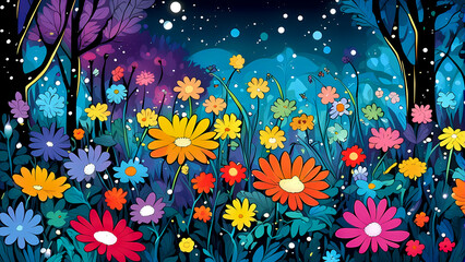 Colorful floral background with flowers.