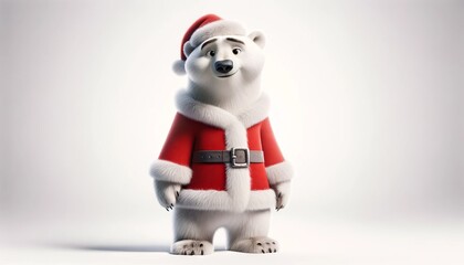 Wall Mural - polar bear wearing santa suit