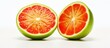 Manipulating the photo to illustrate the idea of GMO place a tomato within a sliced lime on a white backdrop