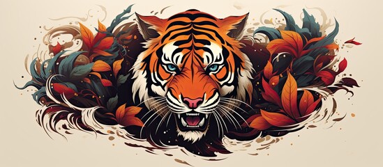 Wall Mural - Tiger tattoo design in a contemporary yet classic style