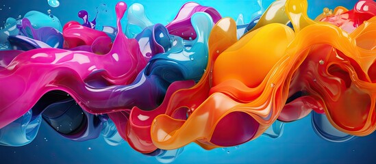 Canvas Print - Using a colorful design an illustrator creates a liquid background