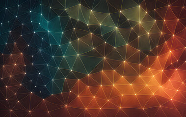 Wall Mural - abstract background with glowing lines. Abstract background with line and node connection neural pattern with low poly design