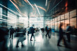 © Cavan - Long exposure shot of crowd of business people walking in office