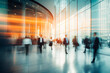 © Cavan - Long exposure shot of crowd of business people walking in office