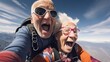 © LELISAT - A senior or elderly couple tandem skydiving